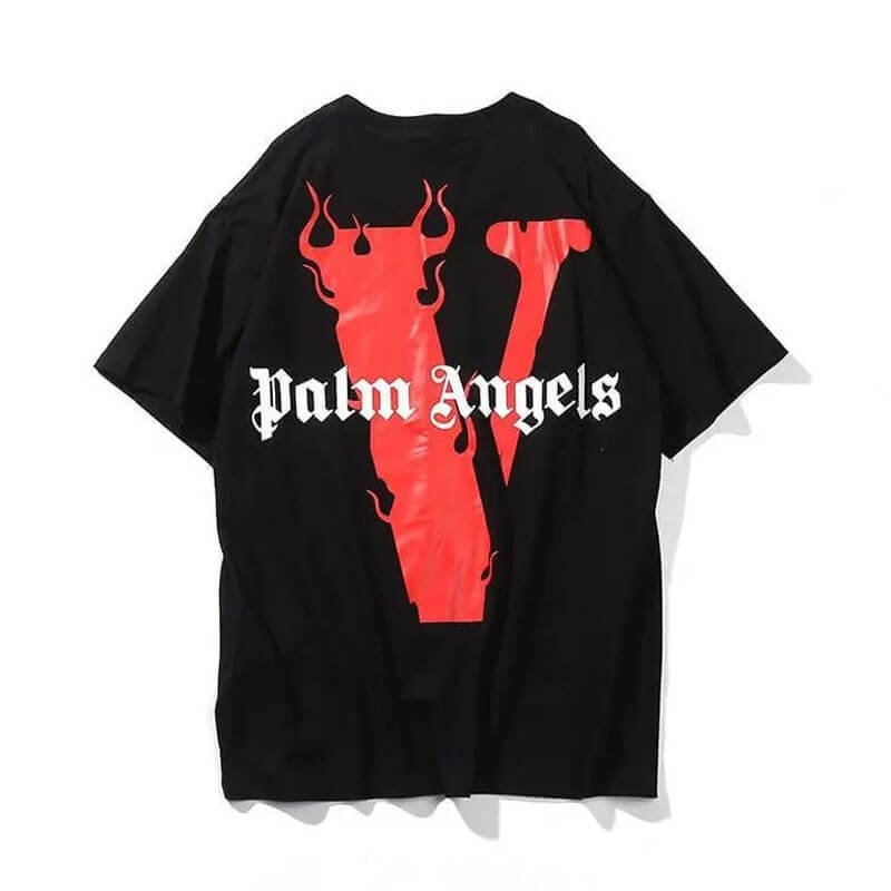 Vlone X Palm Angels T-shirt Red and Black back